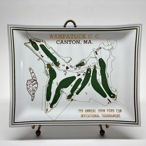 The Wampatuck Country Club Golf Vintage Glass Tray, Canton, Massachusetts